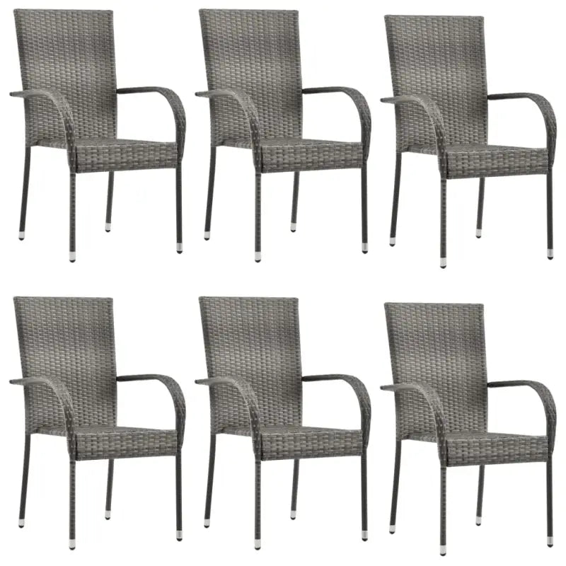 Tuinstoelen met poly rattan en gepoedercoat stalen frame voor outdoor gebruik - Grijs / 6 - Tuinstoelen