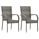 Tuinstoelen met poly rattan en gepoedercoat stalen frame voor outdoor gebruik - Grijs / 2 - Tuinstoelen