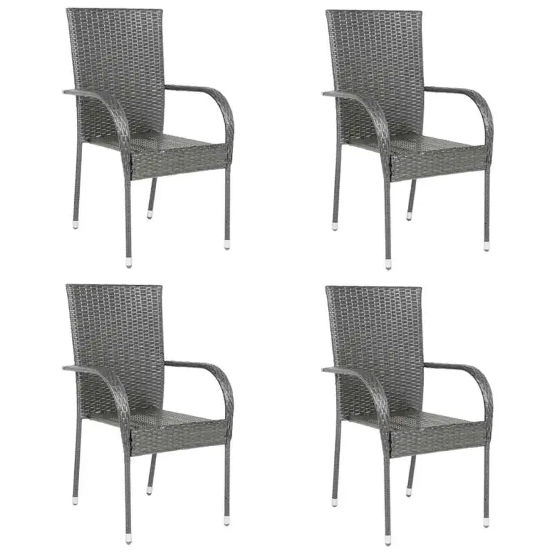 Tuinstoelen met poly rattan en gepoedercoat stalen frame voor outdoor gebruik - Grijs / 4 - Tuinstoelen