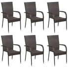 Tuinstoelen met poly rattan en gepoedercoat stalen frame voor outdoor gebruik - Bruin / 6 - Tuinstoelen