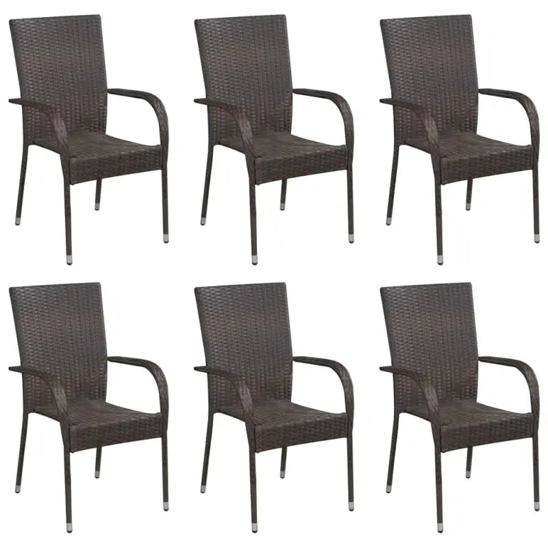 Tuinstoelen met poly rattan en gepoedercoat stalen frame voor outdoor gebruik - Bruin / 6 - Tuinstoelen