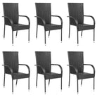 Tuinstoelen met poly rattan en gepoedercoat stalen frame voor outdoor gebruik - Zwart / 6 - Tuinstoelen