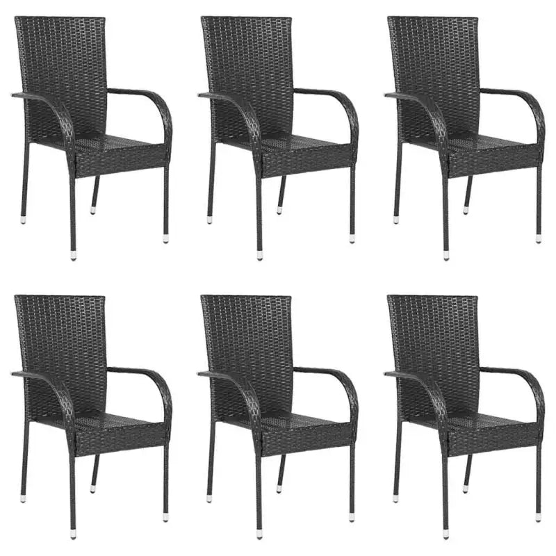 Tuinstoelen met poly rattan en gepoedercoat stalen frame voor outdoor gebruik - Zwart / 6 - Tuinstoelen