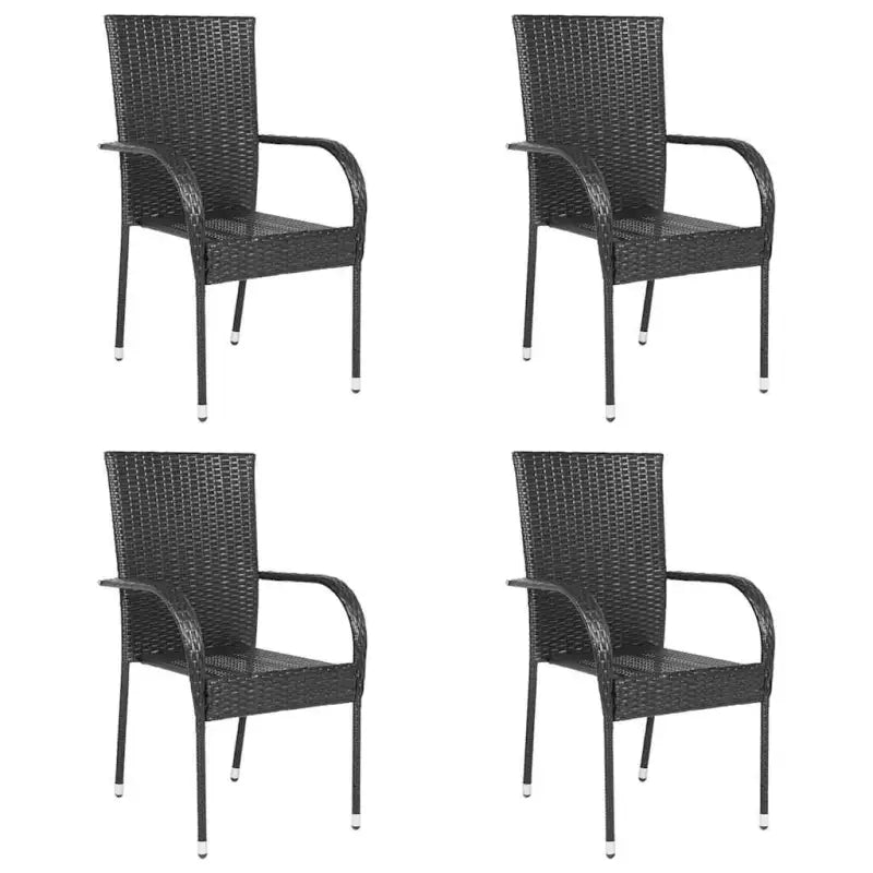 Tuinstoelen met poly rattan en gepoedercoat stalen frame voor outdoor gebruik - Zwart / 4 - Tuinstoelen