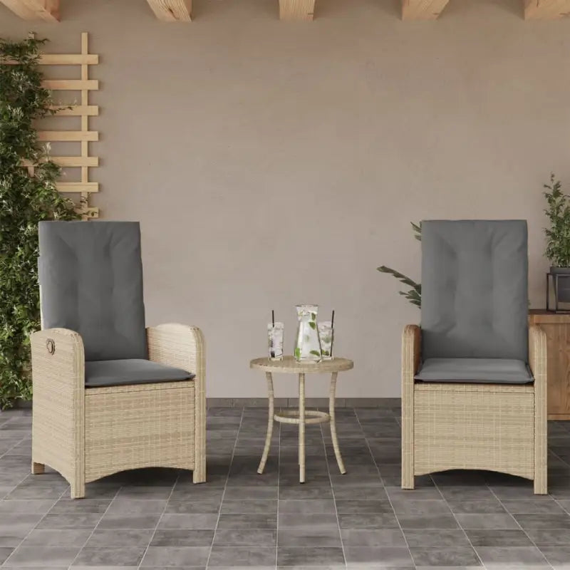 Tuinstoelen met poly rattan voor comfortabele zitervaring en wasbare hoes - Gemengd beige / 2 - Tuinstoelen