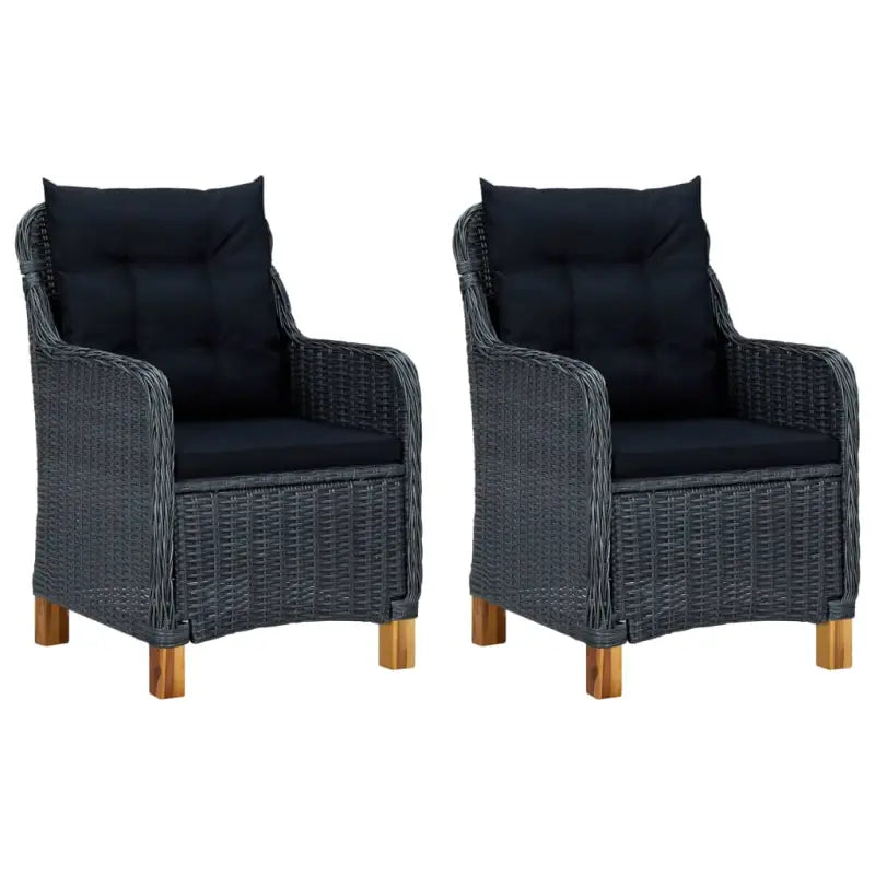 Tuinstoelen met stalen frame en PE-rattan voor buitengebruik - Donkergrijs / 2 / Met zitkussen + rugkussen - Tuinstoelen