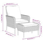 Tuinstoelen met voetenbank van poly rattan met comfortabele afmetingen zitkussen - Tuinstoelen