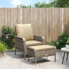 Tuinstoelen met voetenbank van poly rattan met comfortabele afmetingen zitkussen - Lichtbruin / 1 - Tuinstoelen