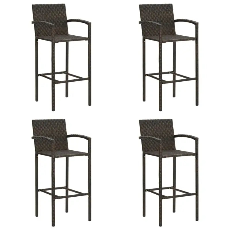 Tuinstoelen set met stalen frame voor binnen en buitengebruik - Bruin / 4 - Tuinstoelen