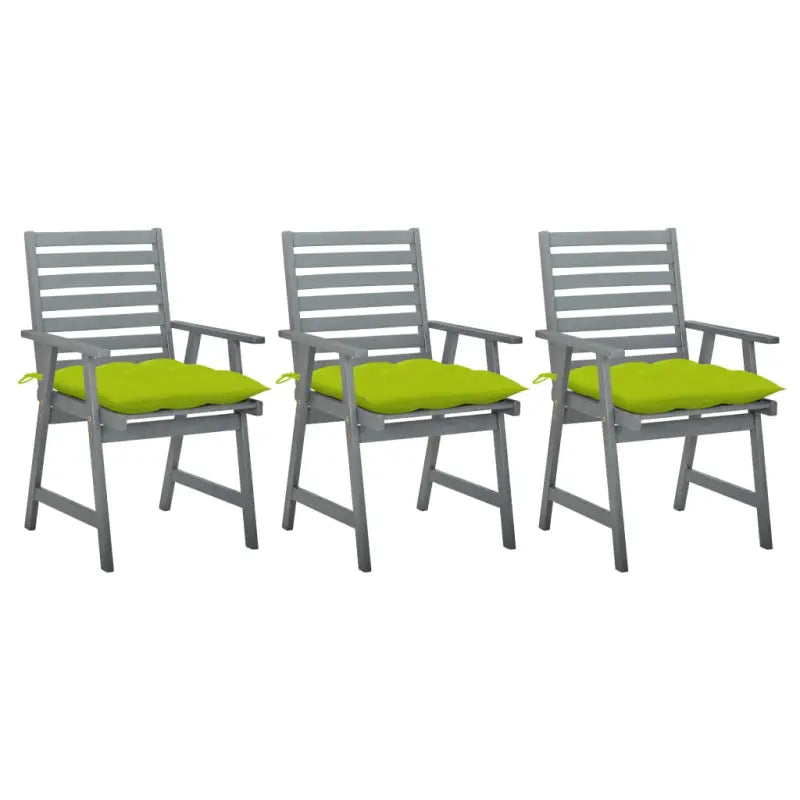 Tuinstoelen set van massief acaciahout met comfortabele kussens - Heldergroen / 3 - Tuinstoelen