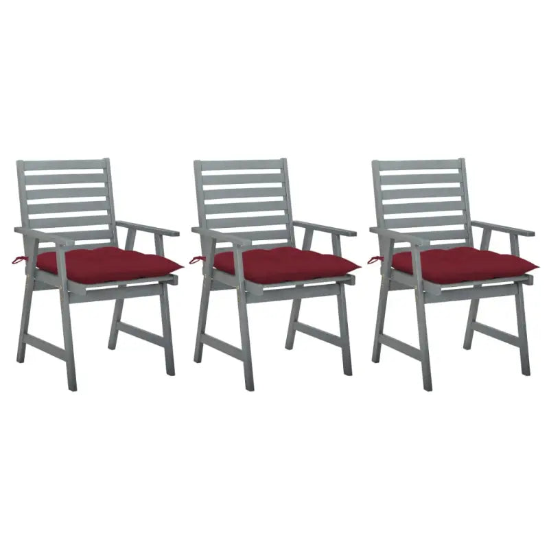 Tuinstoelen set van massief acaciahout met comfortabele kussens - Wijnrood / 3 - Tuinstoelen