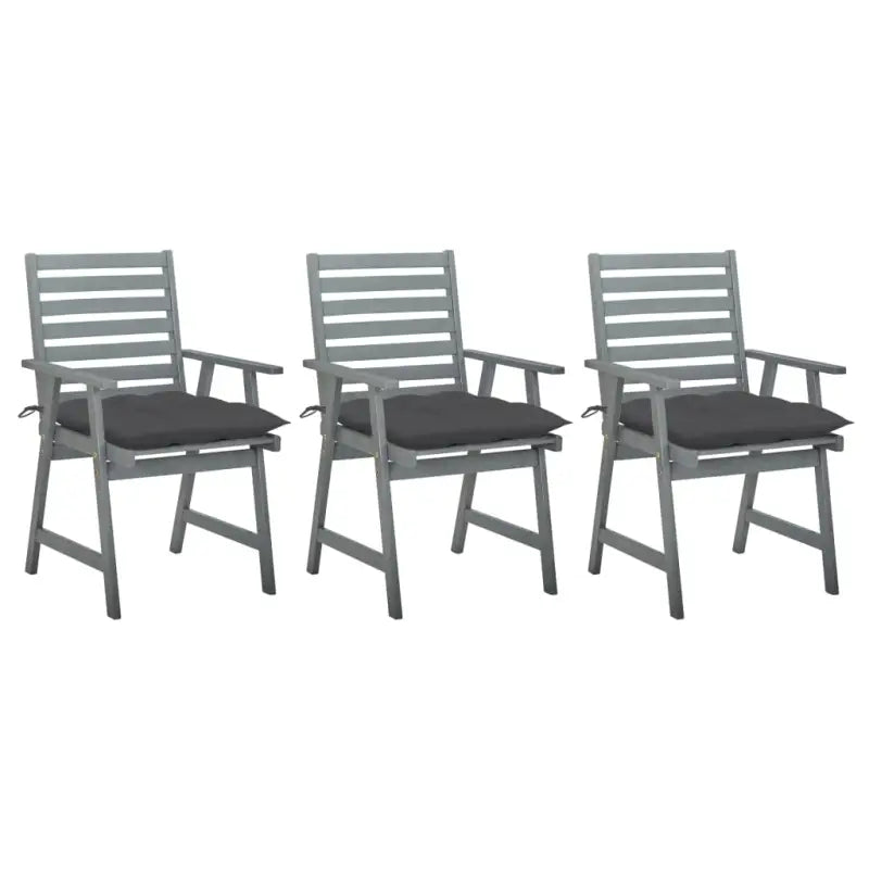 Tuinstoelen set van massief acaciahout met comfortabele kussens - Antraciet / 3 - Tuinstoelen