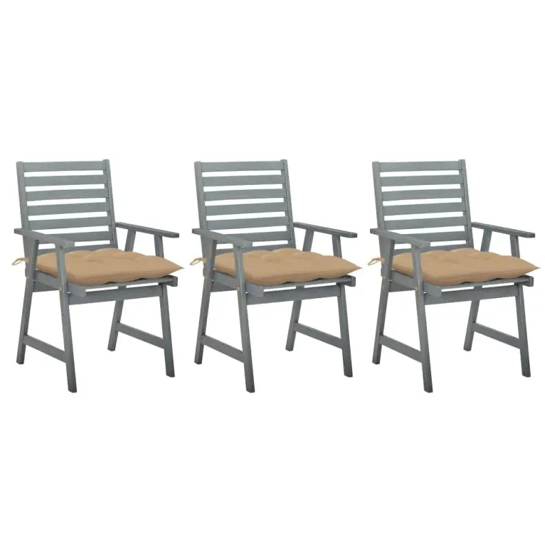 Tuinstoelen set van massief acaciahout met comfortabele kussens - Beige / 3 - Tuinstoelen