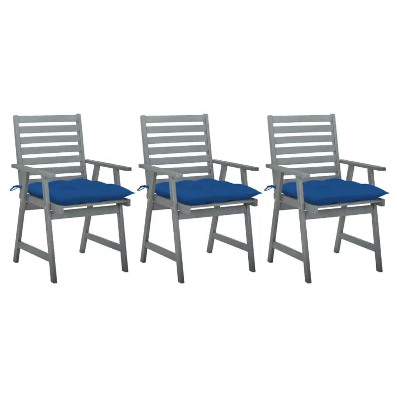 Tuinstoelen set van massief acaciahout met comfortabele kussens - Blauw / 3 - Tuinstoelen