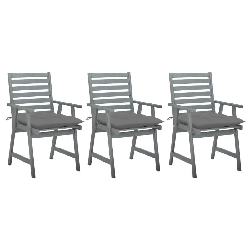 Tuinstoelen set van massief acaciahout met comfortabele kussens - Grijs / 3 - Tuinstoelen