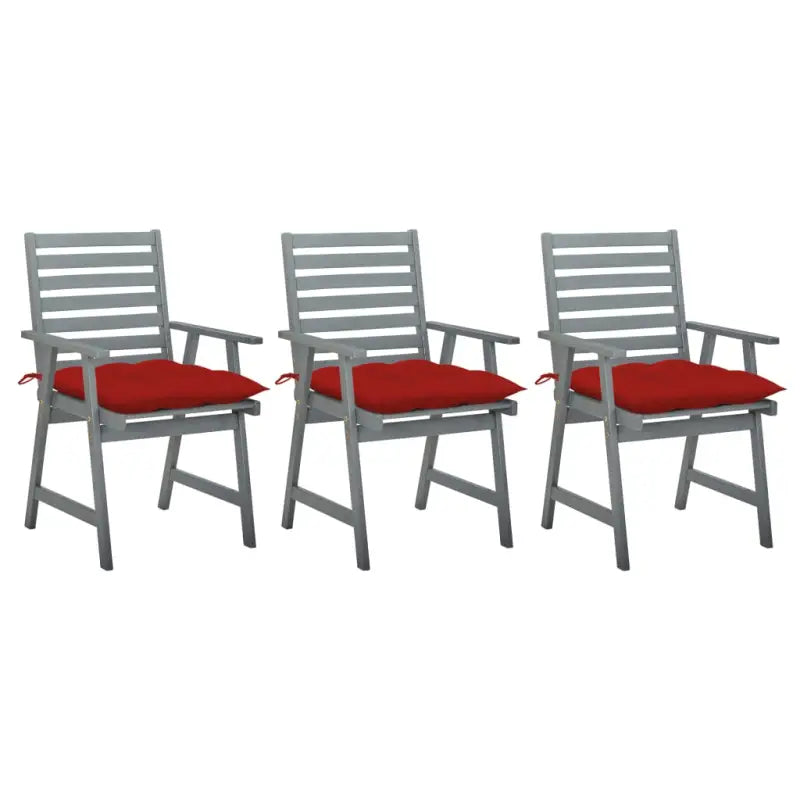 Tuinstoelen set van massief acaciahout met comfortabele kussens - Rood / 3 - Tuinstoelen