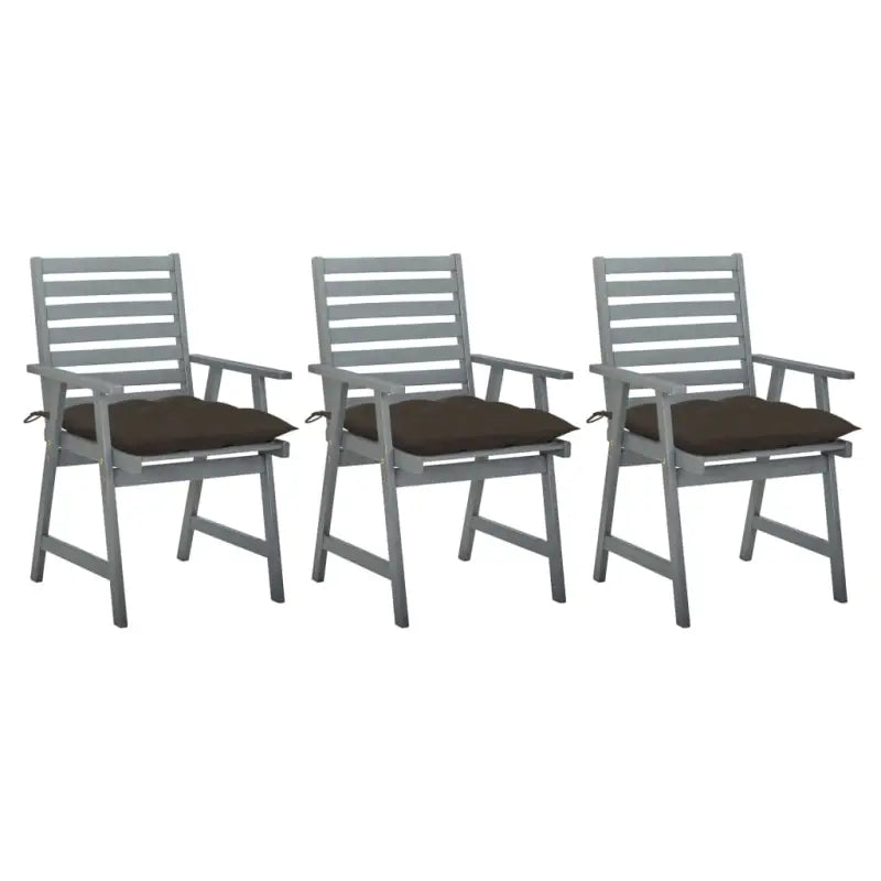 Tuinstoelen set van massief acaciahout met comfortabele kussens - Taupe / 3 - Tuinstoelen