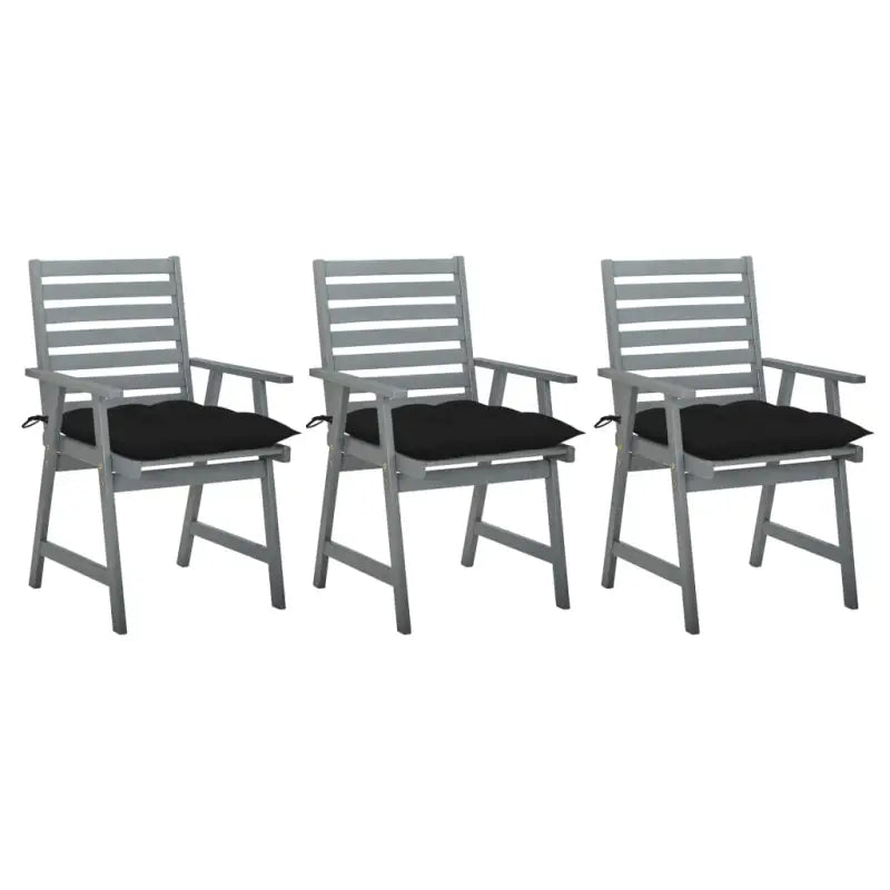Tuinstoelen set van massief acaciahout met comfortabele kussens - Zwart / 3 - Tuinstoelen