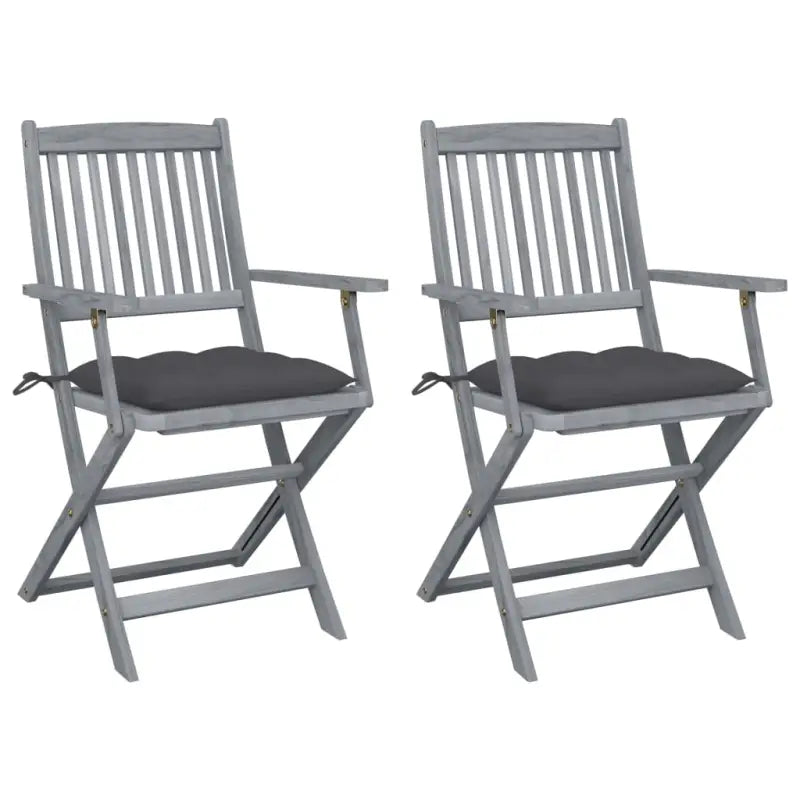 Tuinstoelen set van massief acaciahout met kussens voor buitenâ - Antraciet / 2 - Tuinstoelen