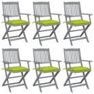Tuinstoelen set van massief acaciahout met kussens voor buitenâ - Heldergroen / 6 - Tuinstoelen