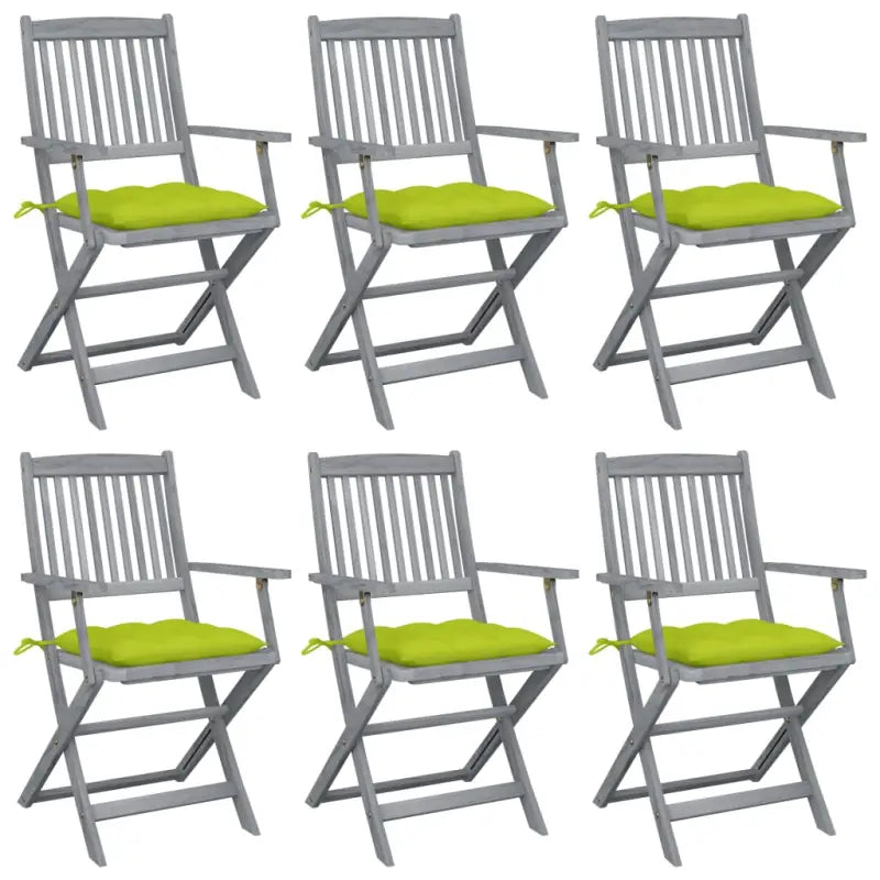 Tuinstoelen set van massief acaciahout met kussens voor buitenâ - Heldergroen / 6 - Tuinstoelen