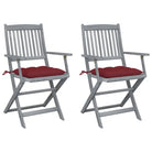 Tuinstoelen set van massief acaciahout met kussens voor buitenâ - Wijnrood / 2 - Tuinstoelen