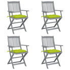 Tuinstoelen set van massief acaciahout met kussens voor buitenâ - Heldergroen / 4 - Tuinstoelen
