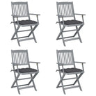 Tuinstoelen set van massief acaciahout met kussens voor buitenâ - Antraciet / 4 - Tuinstoelen