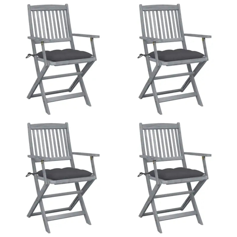 Tuinstoelen set van massief acaciahout met kussens voor buitenâ - Antraciet / 4 - Tuinstoelen