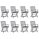 Tuinstoelen set van massief acaciahout met kussens voor buitenâ - Antraciet / 8 - Tuinstoelen
