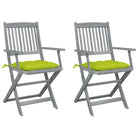 Tuinstoelen set van massief acaciahout met kussens voor buitenâ - Heldergroen / 2 - Tuinstoelen