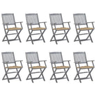 Tuinstoelen set van massief acaciahout met kussens voor buitenâ - Beige / 8 - Tuinstoelen