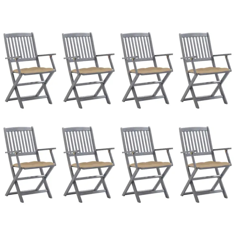 Tuinstoelen set van massief acaciahout met kussens voor buitenâ - Beige / 8 - Tuinstoelen