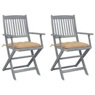 Tuinstoelen set van massief acaciahout met kussens voor buitenâ - Beige / 2 - Tuinstoelen