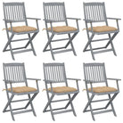 Tuinstoelen set van massief acaciahout met kussens voor buitenâ - Beige / 6 - Tuinstoelen