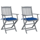 Tuinstoelen set van massief acaciahout met kussens voor buitenâ - Blauw / 2 - Tuinstoelen