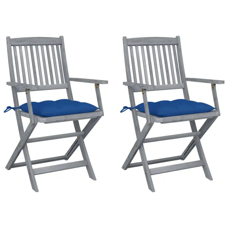 Tuinstoelen set van massief acaciahout met kussens voor buitenâ - Blauw / 2 - Tuinstoelen