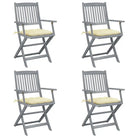 Tuinstoelen set van massief acaciahout met kussens voor buitenâ - Crème / 4 - Tuinstoelen