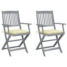 Tuinstoelen set van massief acaciahout met kussens voor buitenâ - Crème / 2 - Tuinstoelen