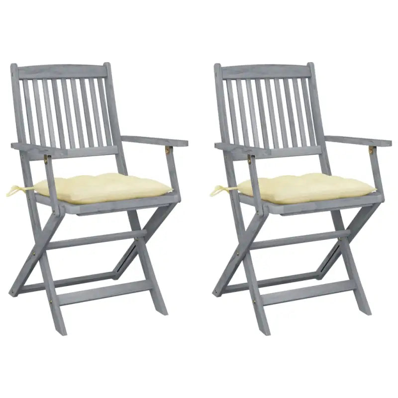 Tuinstoelen set van massief acaciahout met kussens voor buitenâ - Crème / 2 - Tuinstoelen