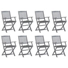 Tuinstoelen set van massief acaciahout met kussens voor buitenâ - Grijs / 8 - Tuinstoelen