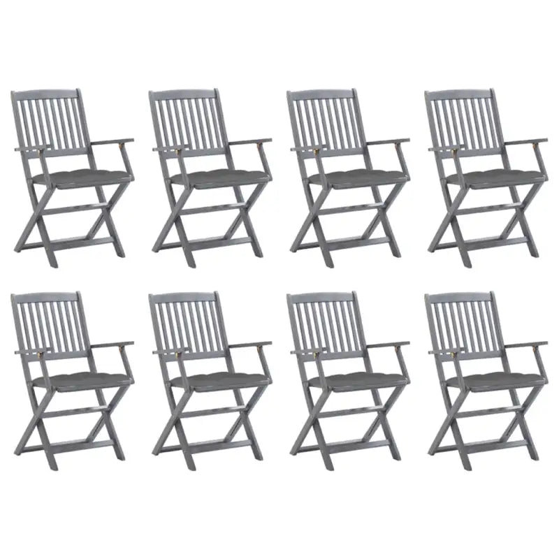 Tuinstoelen set van massief acaciahout met kussens voor buitenâ - Grijs / 8 - Tuinstoelen