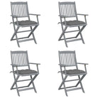 Tuinstoelen set van massief acaciahout met kussens voor buitenâ - Grijs / 4 - Tuinstoelen
