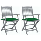 Tuinstoelen set van massief acaciahout met kussens voor buitenâ - Groen / 2 - Tuinstoelen