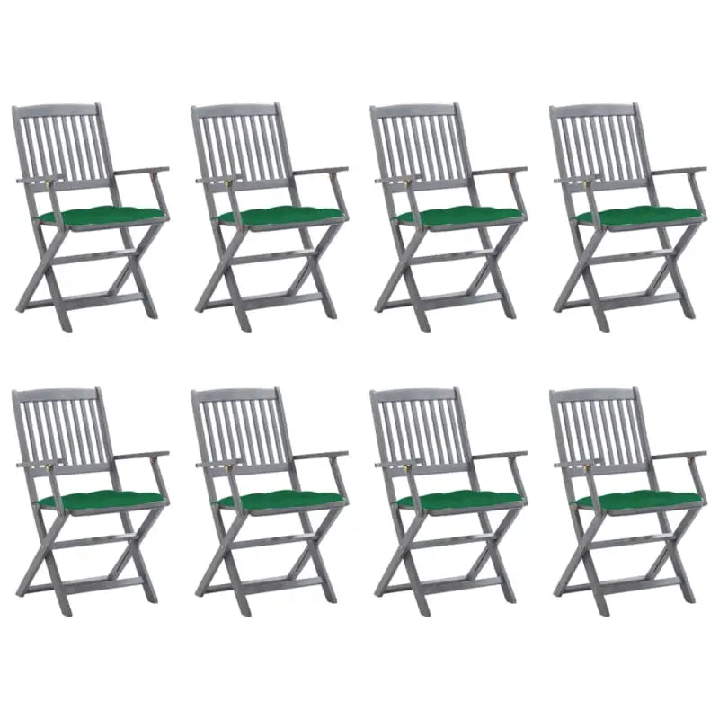Tuinstoelen set van massief acaciahout met kussens voor buitenâ - Groen / 8 - Tuinstoelen