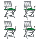 Tuinstoelen set van massief acaciahout met kussens voor buitenâ - Groen / 4 - Tuinstoelen
