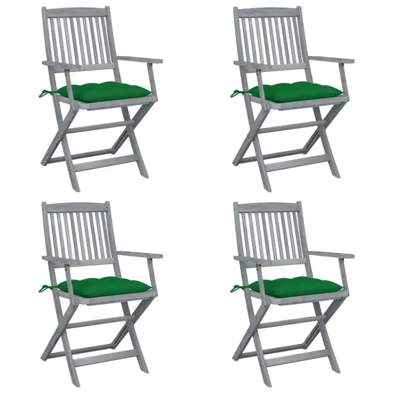 Tuinstoelen set van massief acaciahout met kussens voor buitenâ - Groen / 4 - Tuinstoelen