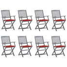 Tuinstoelen set van massief acaciahout met kussens voor buitenâ - Rood / 8 - Tuinstoelen
