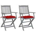 Tuinstoelen set van massief acaciahout met kussens voor buitenâ - Rood / 2 - Tuinstoelen