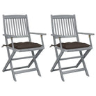 Tuinstoelen set van massief acaciahout met kussens voor buitenâ - Taupe / 2 - Tuinstoelen